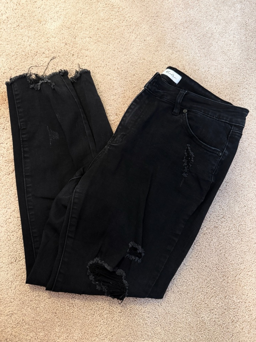 Black Stretchy Distressed Women's Jeans